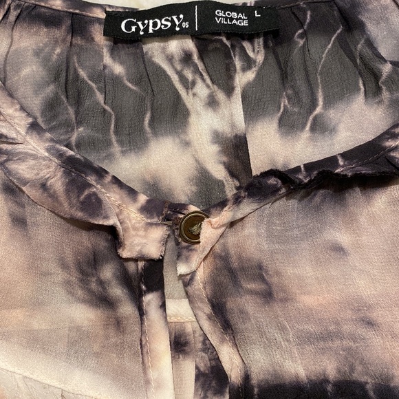 Gypsy 05 silk tie dye long sleeve top. Size L - Picture 10 of 10